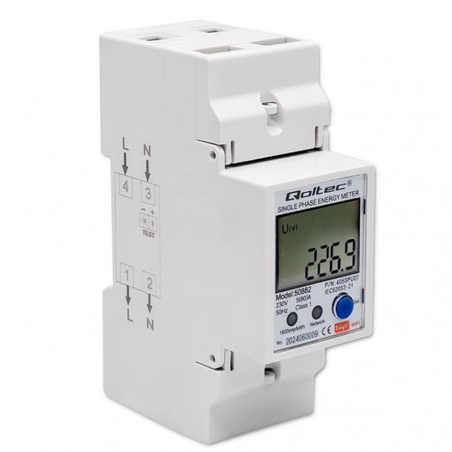 Jednofazni elektronički elektromjer | DIN šina | 230V | LCD | Wi-Fi
