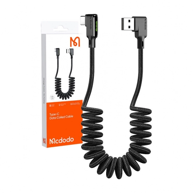 USB na USB-C kabel, Mcdodo CA-7310, kutni, 1,8 m (crni)
