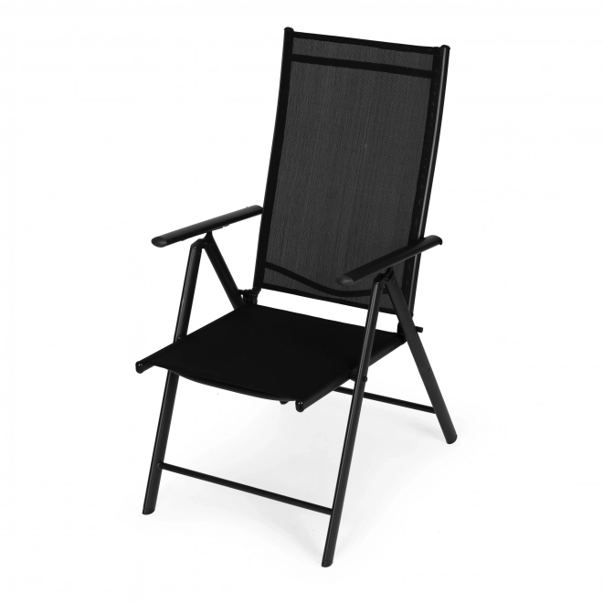 Set 2 sklopivih čeličnih vrtnih stolica s podesivim naslonom ModernHome - crna