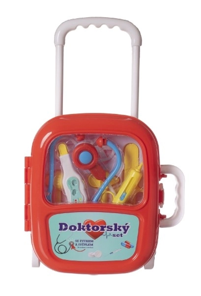 Doktorski set sa stetoskopom u kovčegu na kotačima