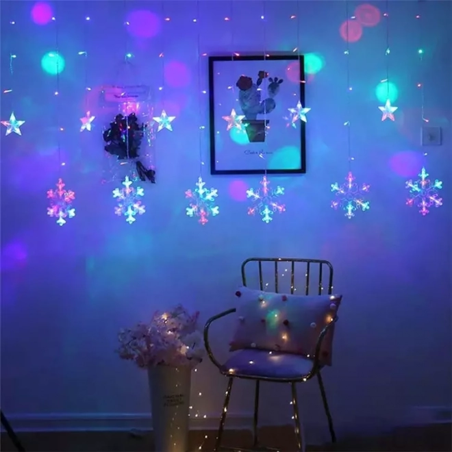 Božićna LED svjetla pahuljice i zvijezde zavjesa 138LED