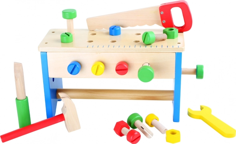 Drveni radni stol i kutija s alatom 2-u-1 small foot