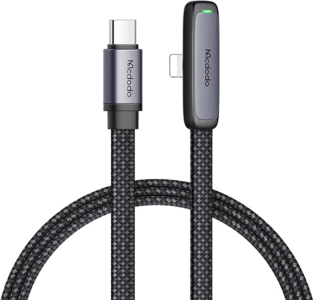 Mcdodo USB‑C na Lightning kutni kabel 1,8 m crni