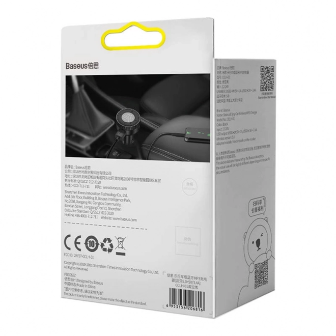 Baseus Enjoy Bežični punjač MP3 za auto, Bluetooth 5.0, microSD, AUX (crna)