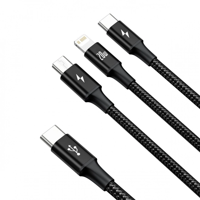 Punjački kabel Baseus 3 u 1, 20W, crni, 1,5 m