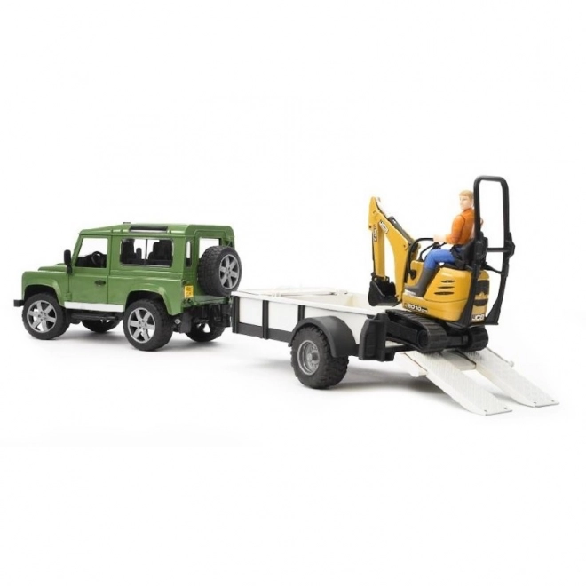 Igraći set Bruder SUV i gusjeničasti mini bager JCB s prikolicom