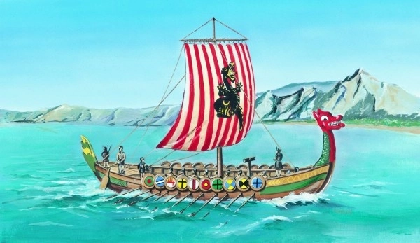 Model Viking Vikinški brod DRAKKAR 1:60 20,8x30,3cm u kutiji 34x19x5,5cm