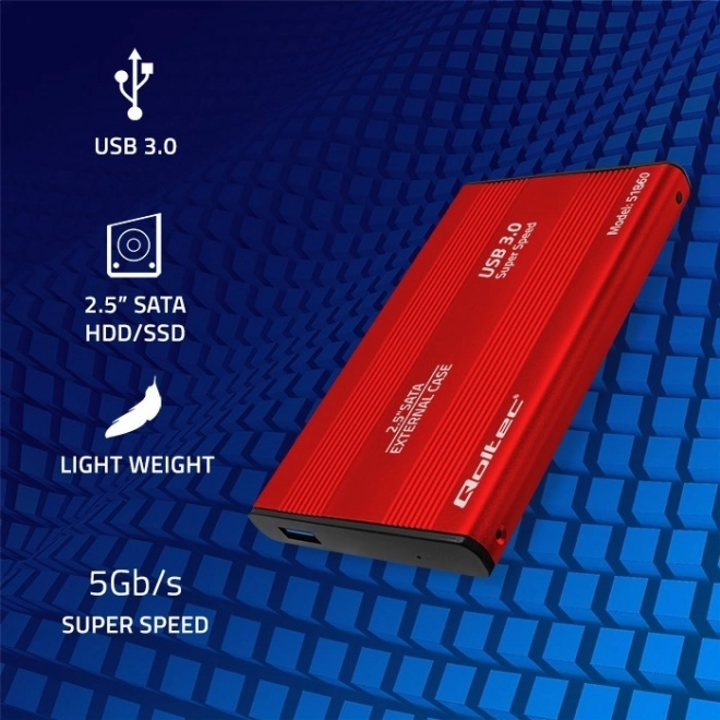 Vanjski omot za 2,5" diskove HDD/SSD SATA3, USB 3.0, crveni