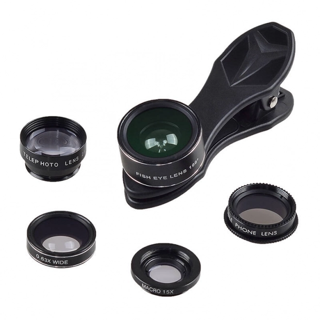 Set mobilnih objektiva Apexel 5 u 1 univerzalni crna