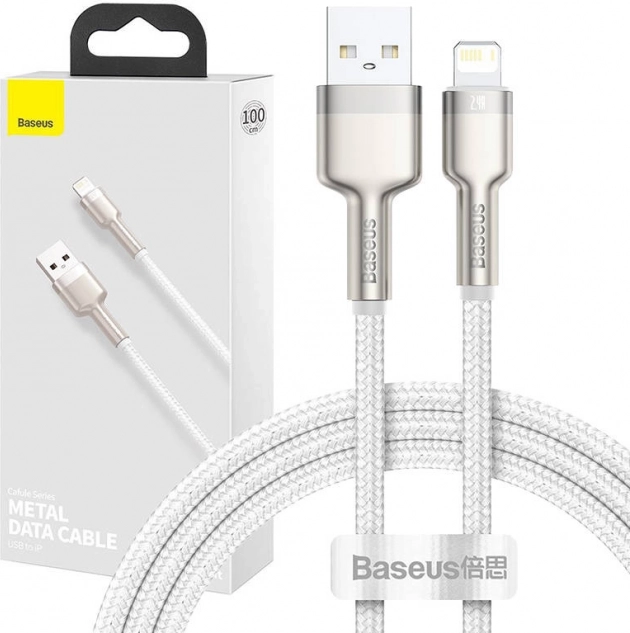 USB kabel Lightning Baseus Cafule 2,4A 1m bijeli