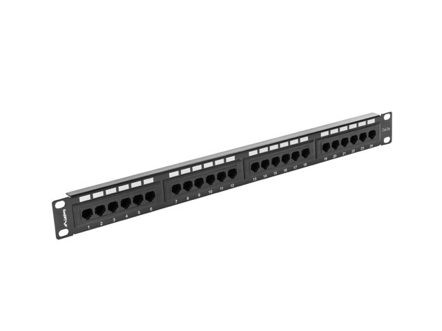 Patch panel 24 porta 1U Cat 5e crni