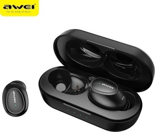 AWEI bežične slušalice bluetooth 5.0 s dokacijskom stanicom, crna