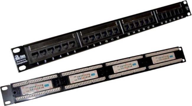 Patch panel UTP kategorije 5e, 24 portova, LSA, 1U