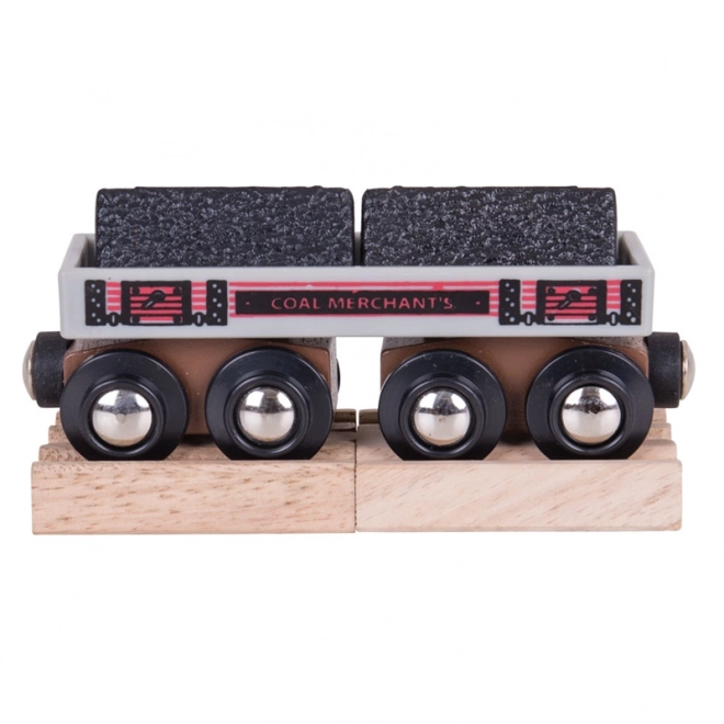Bigjigs Rail Dugi vagon s ugljenom + 2 trake