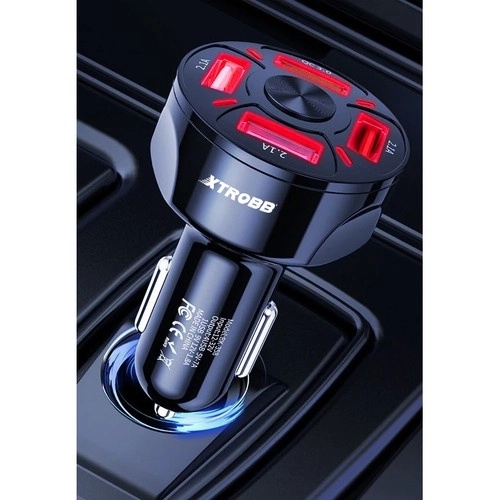 4x USB punjač za auto + Xtrobb 19907 kabel