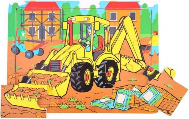 BIGJIGS TOYS drvene slagalice bager, 9 dijelova