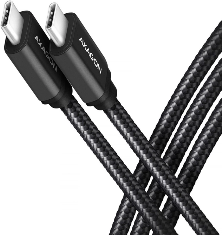 USB‑C – USB‑C kabel 3.2 Gen 1, 1 m, PD 60 W (3 A), aluminijski, opleteni, crni – AXAGON