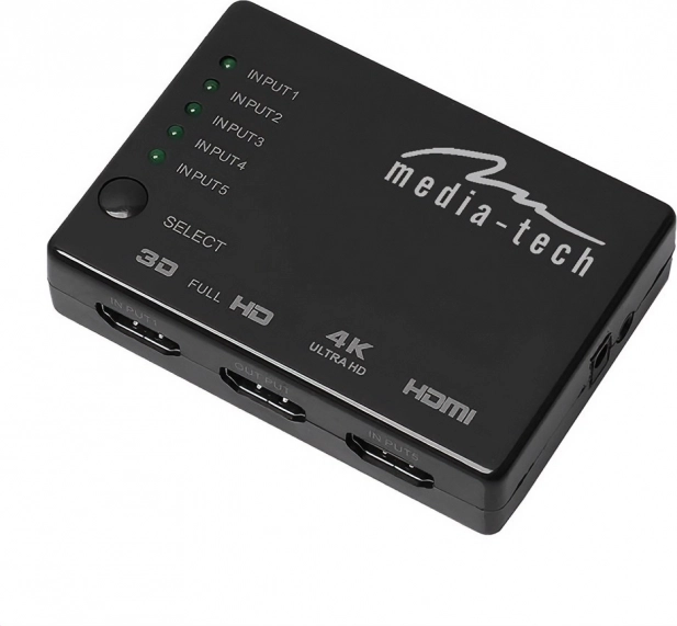 HDMI preklopnik 5×1 4K s daljinskim upravljačem MEDIA-TECH