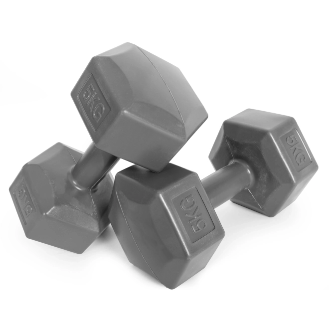 Set šesterokutnih utega 2x5 kg siva ModernHome
