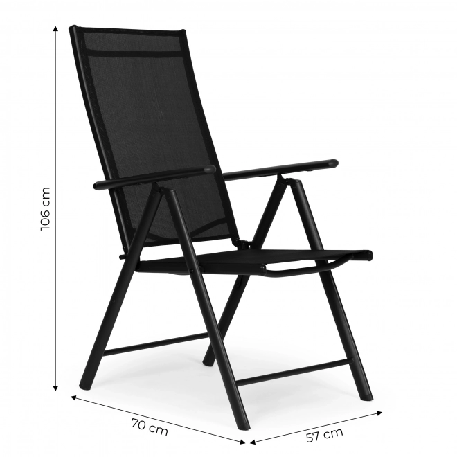 Set 2 sklopivih čeličnih vrtnih stolica s podesivim naslonom ModernHome - crna