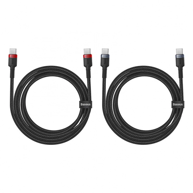Kabel Baseus Cafule USB-C na USB-C 100W,2m, 2ks (crveno-crni, sivo-crni).