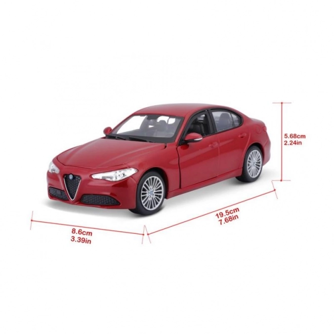 Bburago 1:24 Alfa Romeo Giulia (2016) Metalik crvena 18-21080