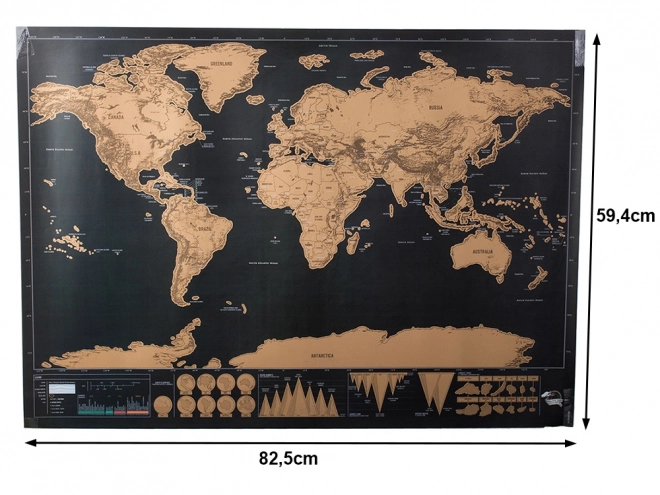 Velika strugalica karta svijeta 82 x 59 cm