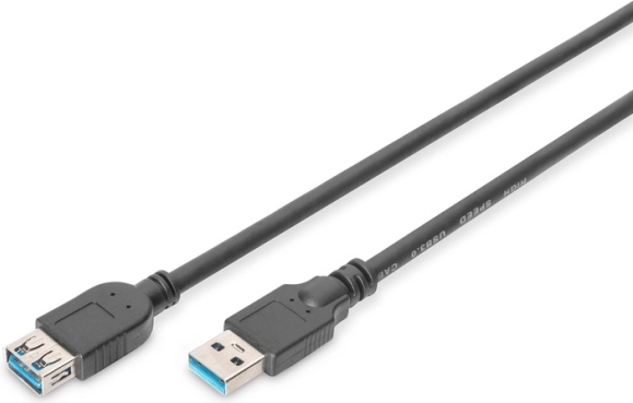 Produžni kabel USB 3.1 Gen 1 SuperSpeed 5 Gbps USB-A muški na USB-A ženski, crni, 1,8 m