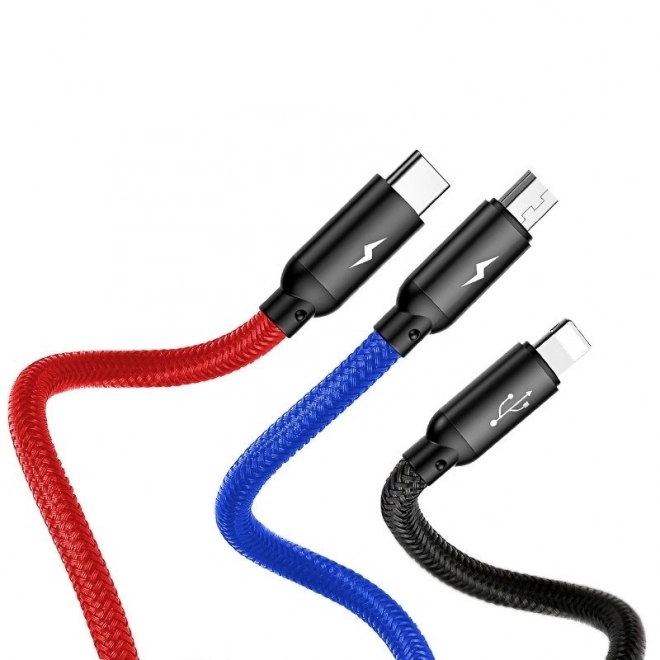 Baseus brzi USB kabel 3u1 s konektorima Type C / Lightning / Micro 3A 1,2M - crni