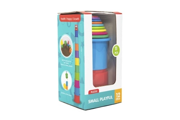 Kockasta piramidalna slagalica okrugla plastika 11kom u kutiji 11x20x11cm 12m+