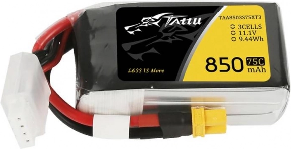 Tattu LiPo baterija 850 mAh 11,1 V 75C 3S s konektorom XT30