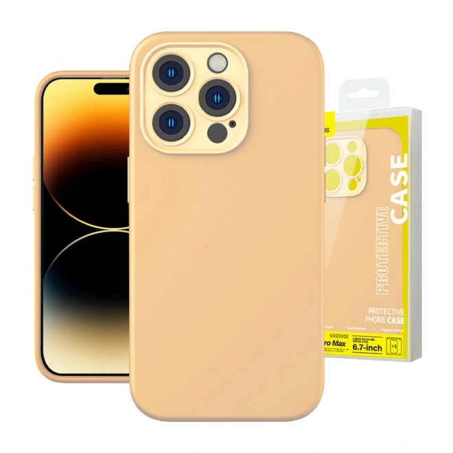 Baseus Liquid Silica Gel futrola za iPhone 14 žuta s kaljenim staklom i kompletom za čišćenje – 14 Pro Max