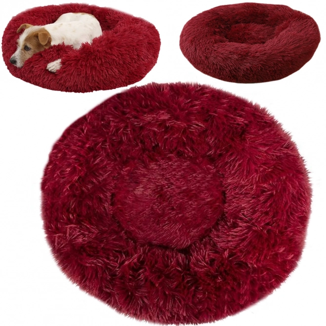 Pahuljasti krevetić za mačke, mekani jastuk za kauč 80 cm – bordo