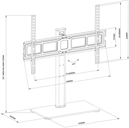 Široka kompatibilnost VESA 75×75 do 600×400
