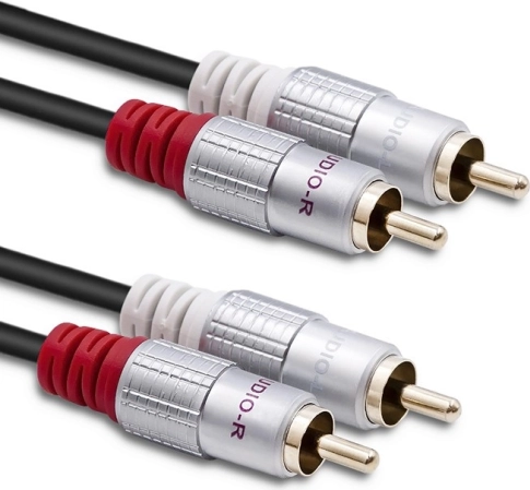 Povezivni audio kabel 2×RCA muški – 2×RCA muški 3 m crni QOLTEC
