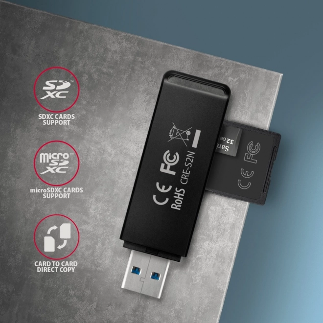 Vanjski čitač kartica USB-A 3.2 Gen 1 AXAGON s podrškom za UHS-I