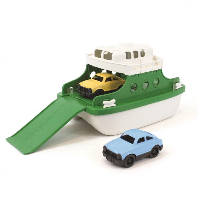 Green Toys Trajekt zeleno-bijeli s autićima