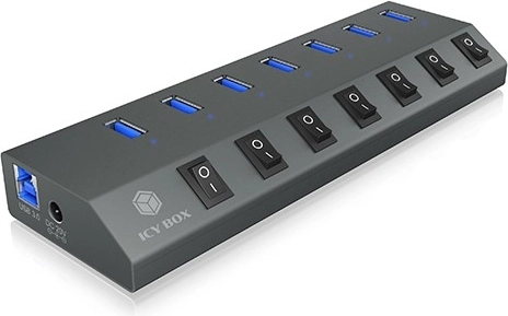 USB 3.0 čvorište 7× USB-A s individualnim prekidačima – ICY BOX