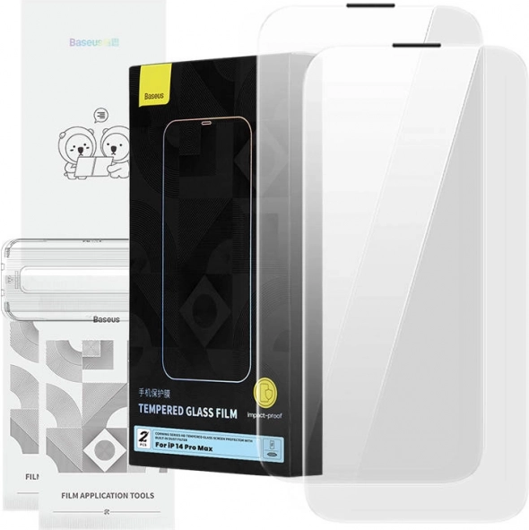 Kaljeno staklo BASEUS Corning s filtrom protiv prašine za iPhone 14 Pro Max