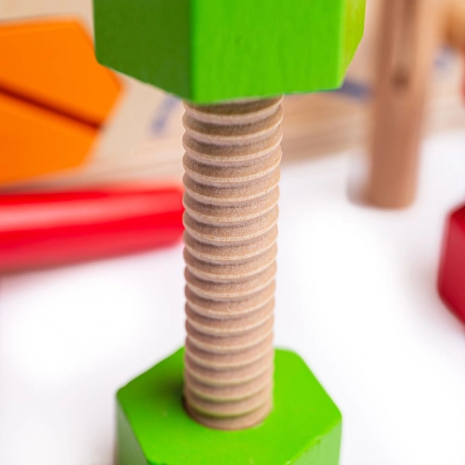 Drveni stol i kutija za alat 2u1 Bigjigs Toys
