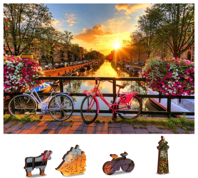 Drvene puzzle Bicikli u Amsterdamu 2u1