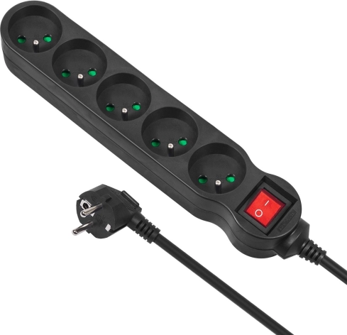 Produžni prenaponski razdjelnik 5 utičnica 3 m MACLEAN ENERGY MCE184, 2300 W, crna