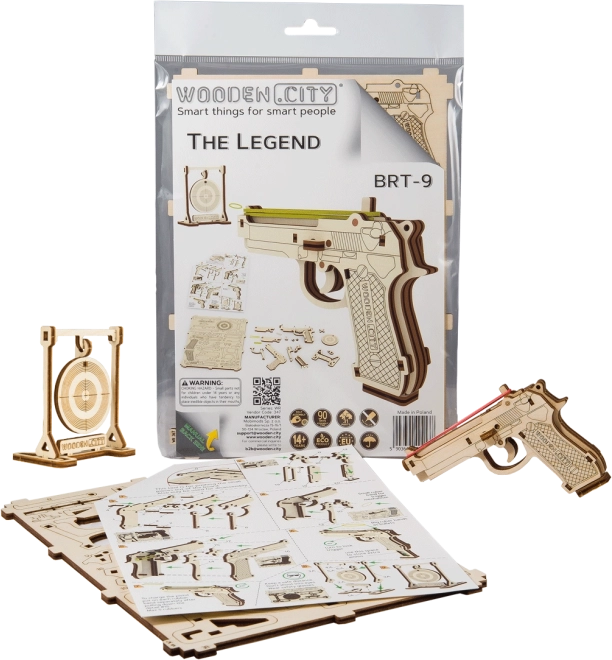 Drvene 3D puzzle pištolj Legend BRT‑9 WOODEN CITY (31 dijelova)