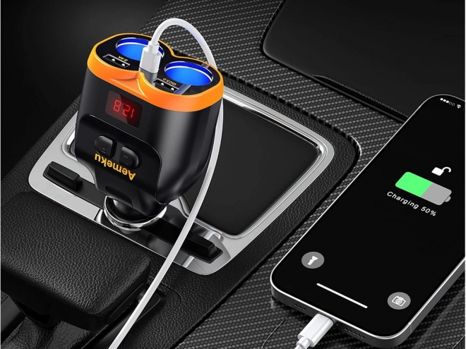 Razdjelnik za upaljač s USB-A i USB-C QC 3.0 punjačem