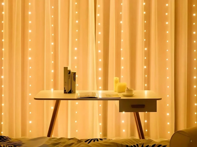 Božićne svjetlosne zavjese 300 LED toplo bijelo USB