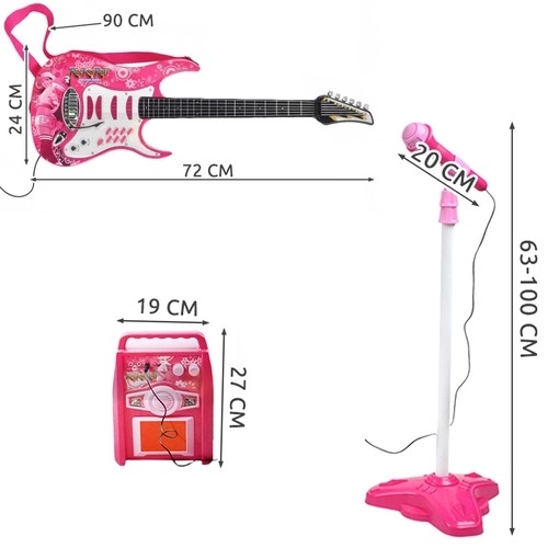 Gitara + mikrofon + pojačalo ružičasta 22407