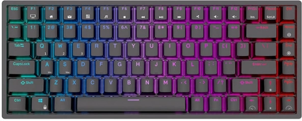 Bežična mehanička tipkovnica ROYAL KLUDGE RK84 RGB s smeđim prekidačima (crna)