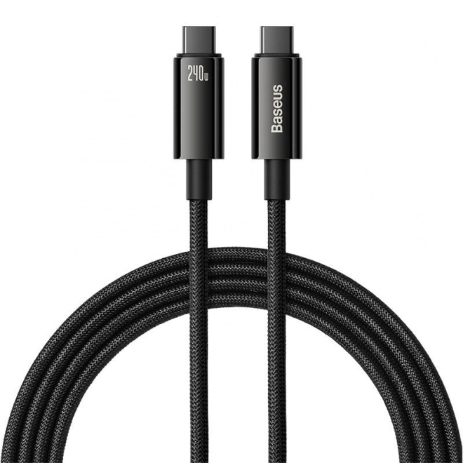 Podatkovni kabel Baseus Tungsten Gold USB-C na USB-C 240W 2m crni