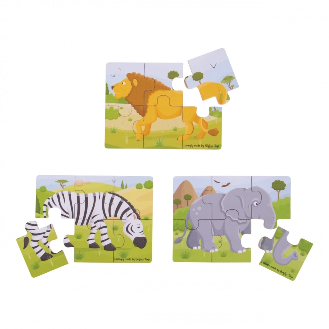 Bigjigs Toys Puzzle 3v1 safari životinje
