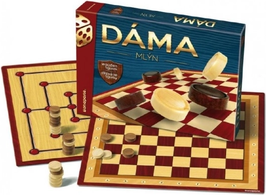 Dama i Mlin drveni kamenovi društvena igra